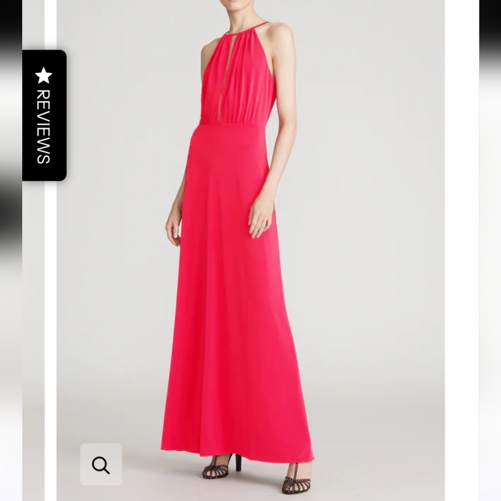 Halston Priscilla Halter Jersey Gown Hot Pink 0 NWT